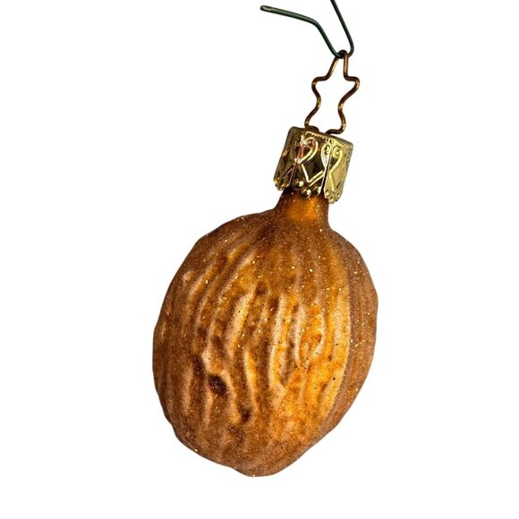 Inge Glas Walnut Blown Glass Ornament Germany 2 3/4" Star Cap Nut Holiday - Picture 3 of 6